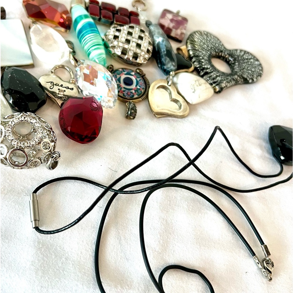SALE: bundle of 21 pendants multicolored & 2 black cords